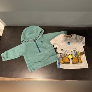 Size 6 Months Babies Carhartt T Shirt and Half Zip Hoodie